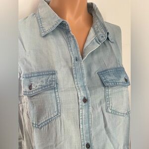 NWT 22.5” PTP Buffalo button up shirt sleeveless denim jean look